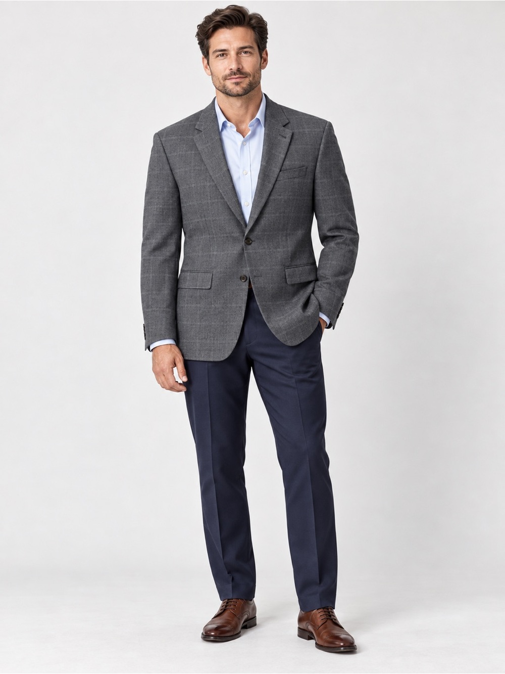 Ralph Ralph Lauren 42L Silk Wool Gray Windowpane Blazer